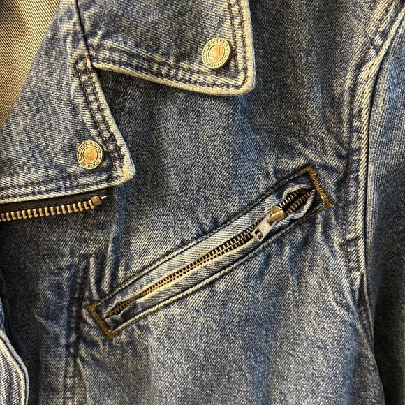 Men's Made in USA; Harley Davidson “Biker Blues” Jean Bomber Jacket- Size 2 XL - Picture 8 of 16